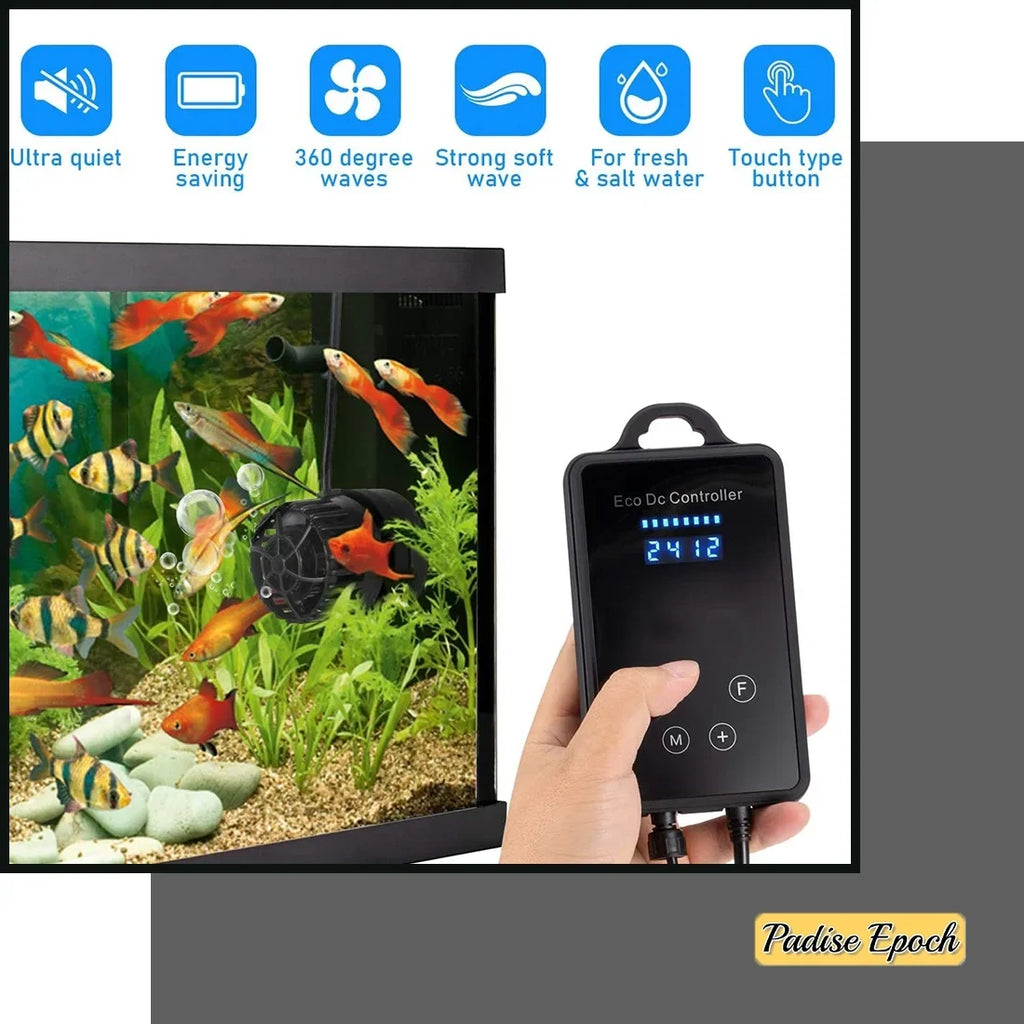 Quiet Magnetic Aquarium Wave Maker, 1600GPH 2600GPH Powerhead with Digital Led Display Controller, Sizeubmersible Water Inverter Circulation Pump for Fish Tank 3-55 Gallon