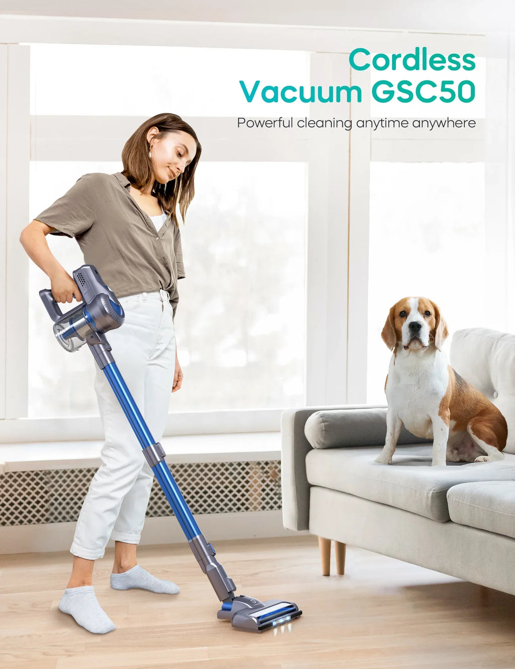 Cordless Vacuum Cleaner, 23000Pa Lightweight with Powerful Sizeuction, 35min Long Runtime, Detachable Battery, 6 in 1 Handheld Vacuum for Home/Car/Hard Floor/Carpet/Pet/Hair