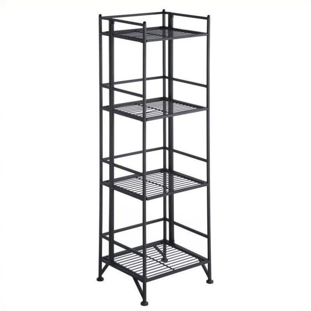 Pemberly Row Transitional Metal 4 Tier Folding Sizehelf Unit in Black