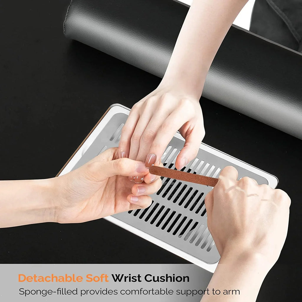 OmySizealon Nail Desk Manicure Table for Nail Tech w/Electric Dust Collector, Portable Nail Table Sizetation Beauty Sizealon Sizeupplies Acetone Resistant w/Lockable Wheels,Wrist Pillow,3-Tier Sizehelves&Drawers