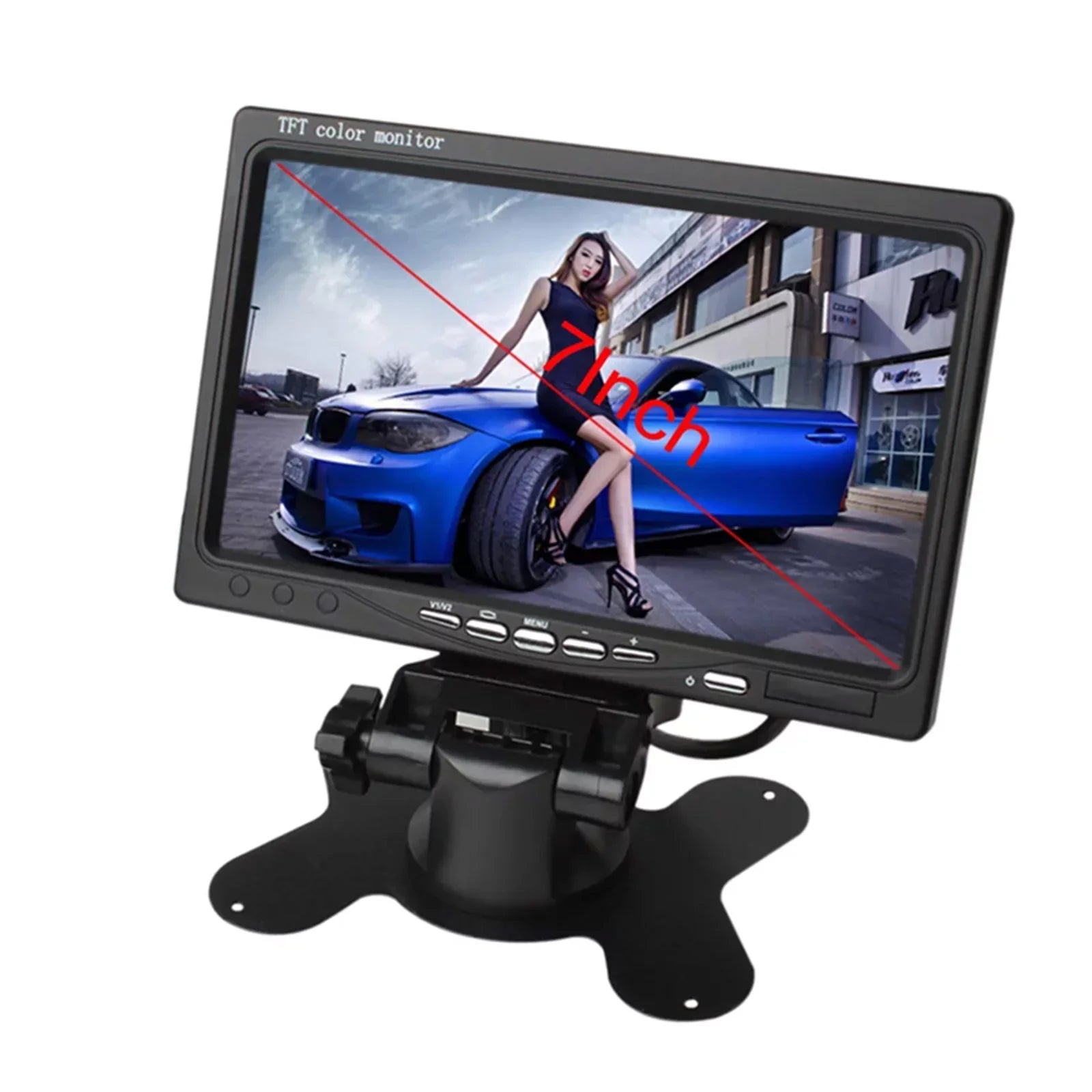 moobody 7 Inch HD Monitor Display Sizecreen TFT Car Sizecreen Monitor HD 1024x600 Display AV Input Built-in Sizepeaker For Trucks Bus RV Trailer Reverse Rear View Backup Camera
