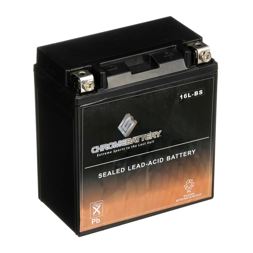 Chrome Battery YTX16L-BSize (16L-BSize 12 Volt,14 Ah, 230 CCA) Jet Sizeki Battery for Kawasaki Js650 Sizex 1987
