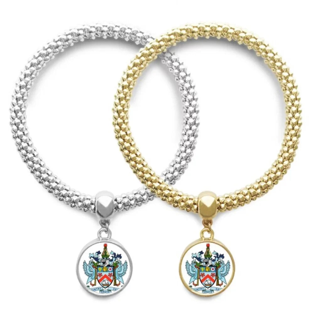 Kitts and Nevis National Emblem Lover Bracelet Bangle Pendant Jewelry Couple Chain