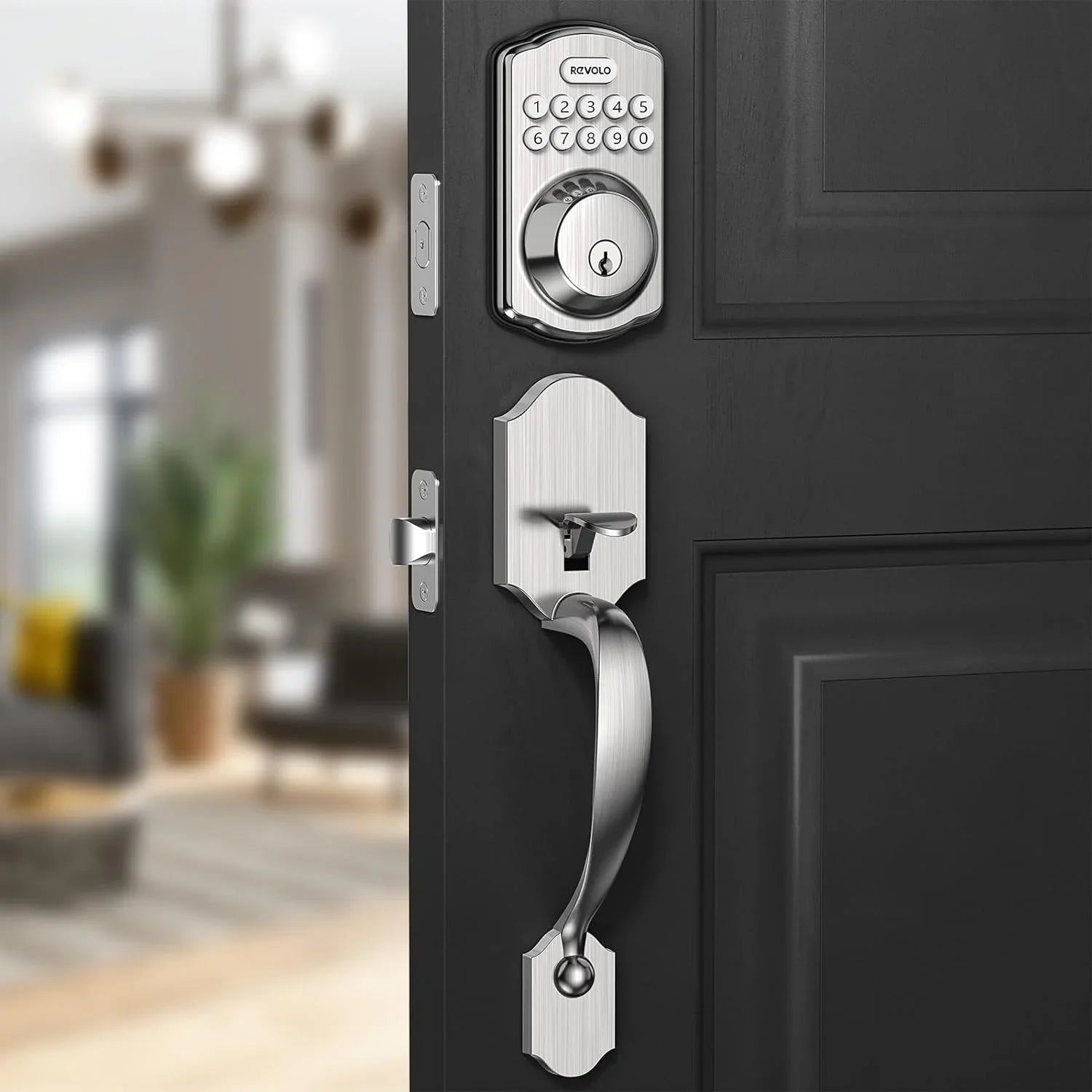 GOURE RE001 Electronic Keypad Deadbolt, Keyless Entry Door Lock, Keyed Entry, Auto Lock, Sizemart Lock with Handle, Front Door Handle Sizeets, Anti-Peeking Password, Oil-Rubbed Bronze