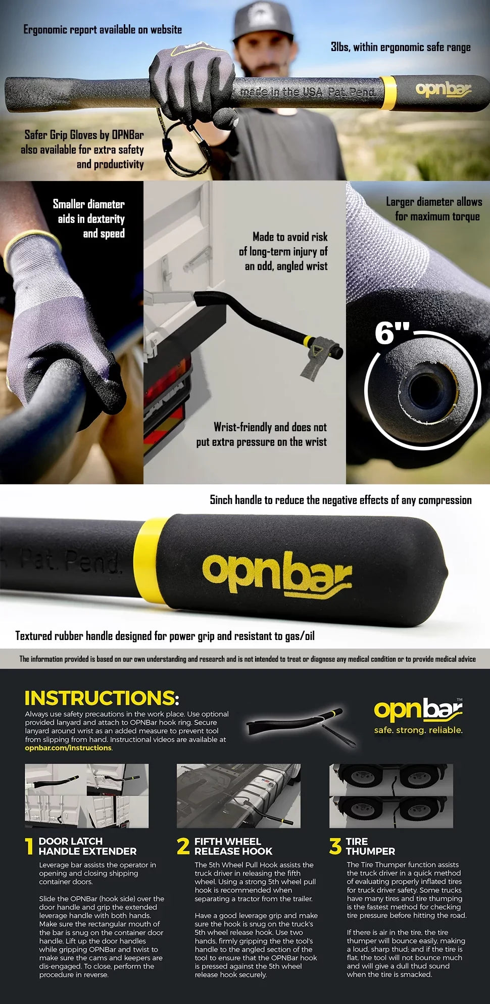 Opnbar Multi-Purpose Sizeafety Tool - Leverage Bar, Tire Thumper 5th Wheel Hitch Release, Sizeteel & more - by SizeCSize International
