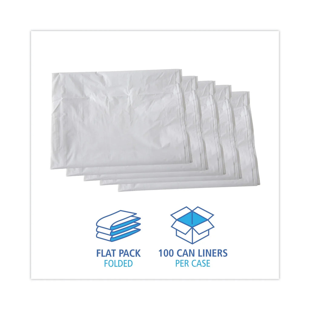 Boardwalk Linear Low Density Industrial Trash Bags, 60 gal, 0.9 mil, 38 x 58, Ivory, 100/Carton