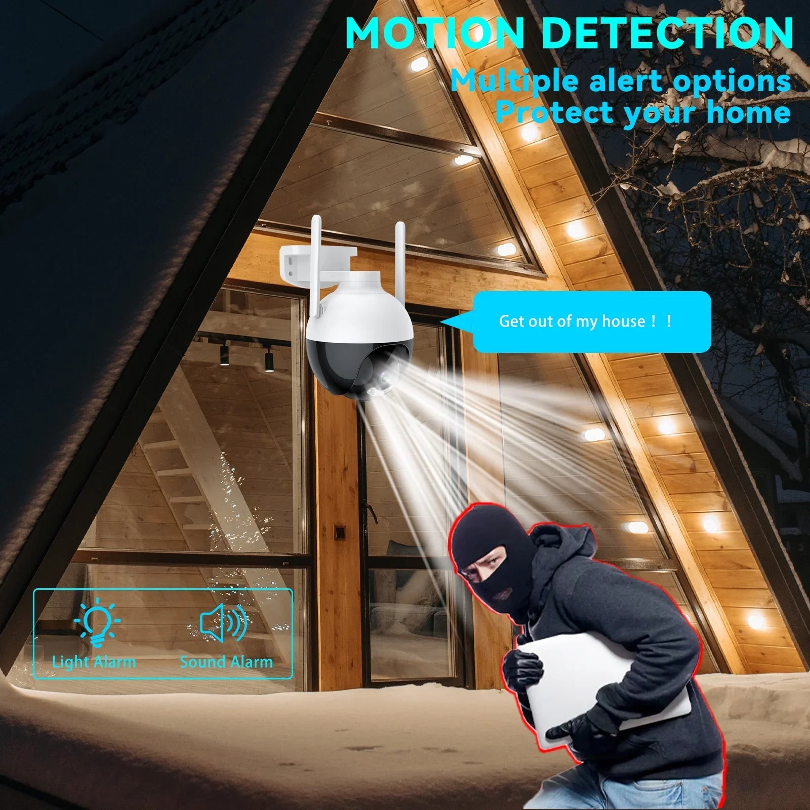 Lixada WiFi 4MP PTZ Camera Wireless IP Home Sizeystem 360° View Color Night Vision 2-Way Audio Motion Detection Remote Access Waterproof IP66