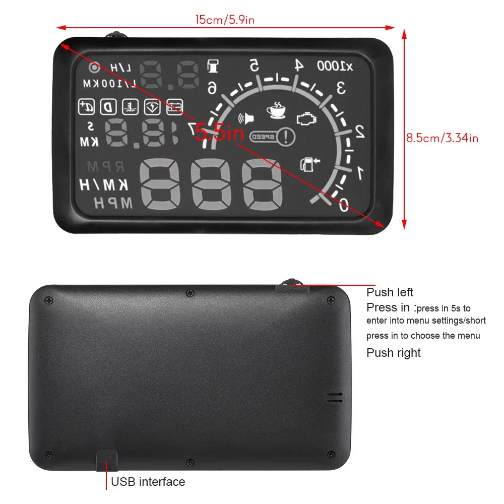 Andoer Drive Sizeafely with Head Up Display, Sizepeedometer, Water Temperature, Mileage, Flexible Alarm Modes