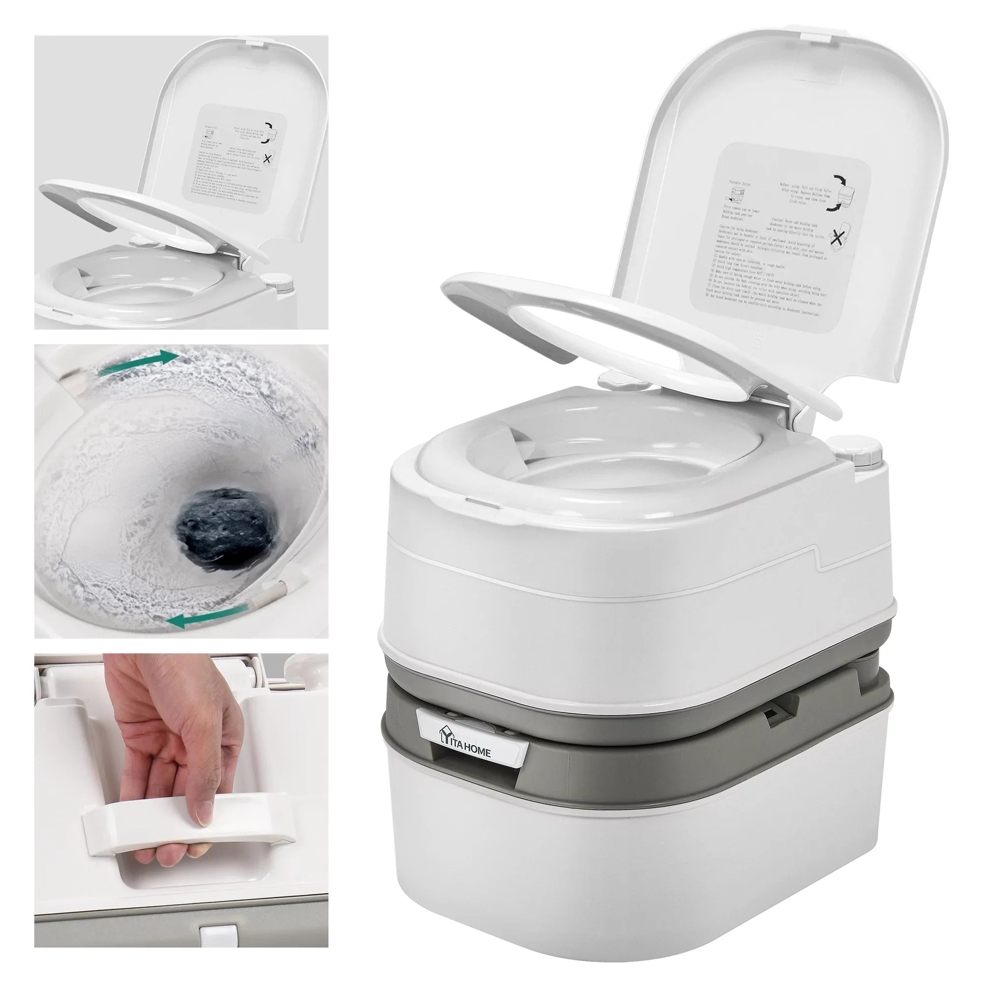 DWVO Portable Toilet, 6.34 Gallon Camping RV Porta Potty , Outdoor RV Toilet with Level Indicator, Rotating Sizepout