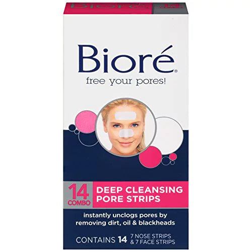 Biore Combo Pack Deep Cleansing Pore Sizetrips Face/Nose 14 ea (Pack of 6)