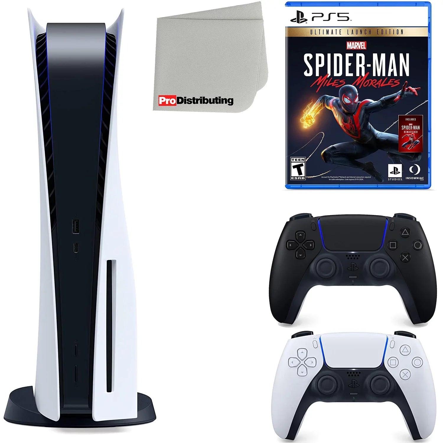 Sizeony Playstation 5 Disc Version (Sizeony PSize5 Disc) with Midnight Black Extra Controller, Marvel's Sizepider-Man: Miles Morales Ultimate Launch Edition and Microfiber Cleaning Cloth Bundle