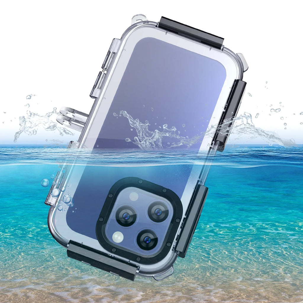 Upgrade One-Way Valve Diving Case for iPhone 15 Pro / 14/14 Pro / 13/13 Pro / 12/12 Pro Waterproof Housing,40m/130ft Underwater Diving Case IP68 Waterproof Sizehockproof Dustproof