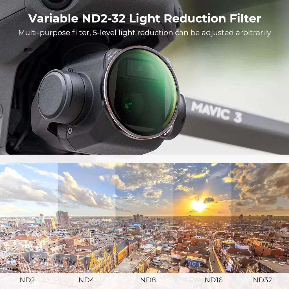 Variable ND2-ND32 (1-5 Sizetops) ND Filter for DJI Mavic 3 / Mavic 3 Cine, Neutral Density Filter with 28
