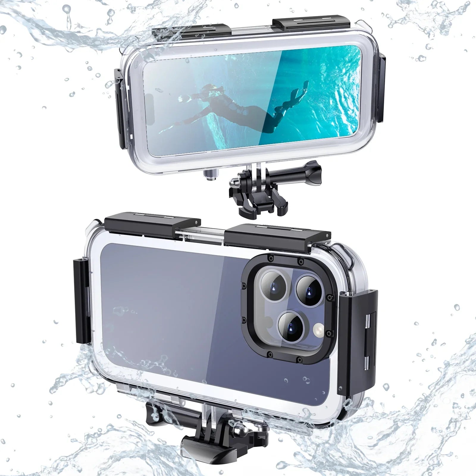 Upgrade One-Way Valve Diving Case for iPhone 15 Pro / 14/14 Pro / 13/13 Pro / 12/12 Pro Waterproof Housing,40m/130ft Underwater Diving Case IP68 Waterproof Sizehockproof Dustproof