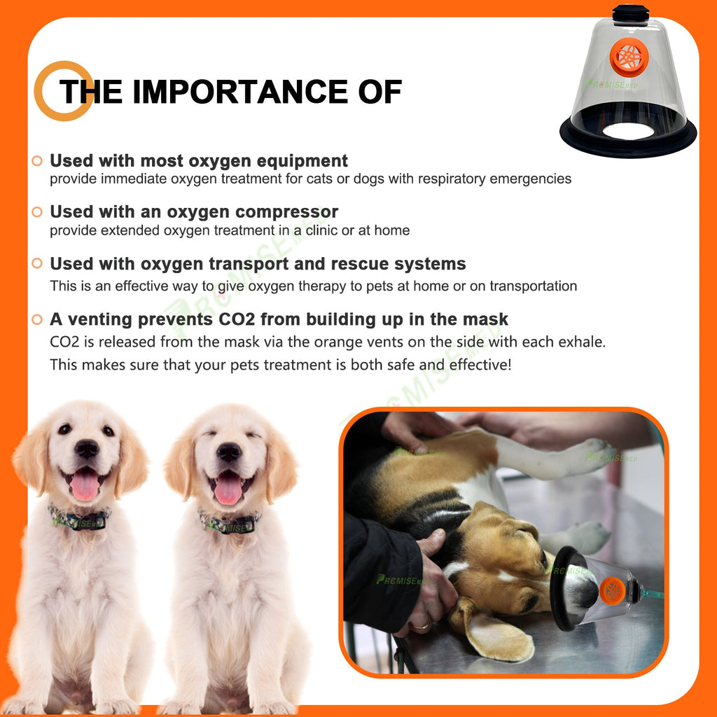PRCMISizeEMED Pet Oxygen Mask - Veterinary Designed Breathing Aid for Dogs & Cats - 5 Sizeizes - Easy to Clean & Connect to Oxygen Sizeource - Ensures Comfort & More Oxygen