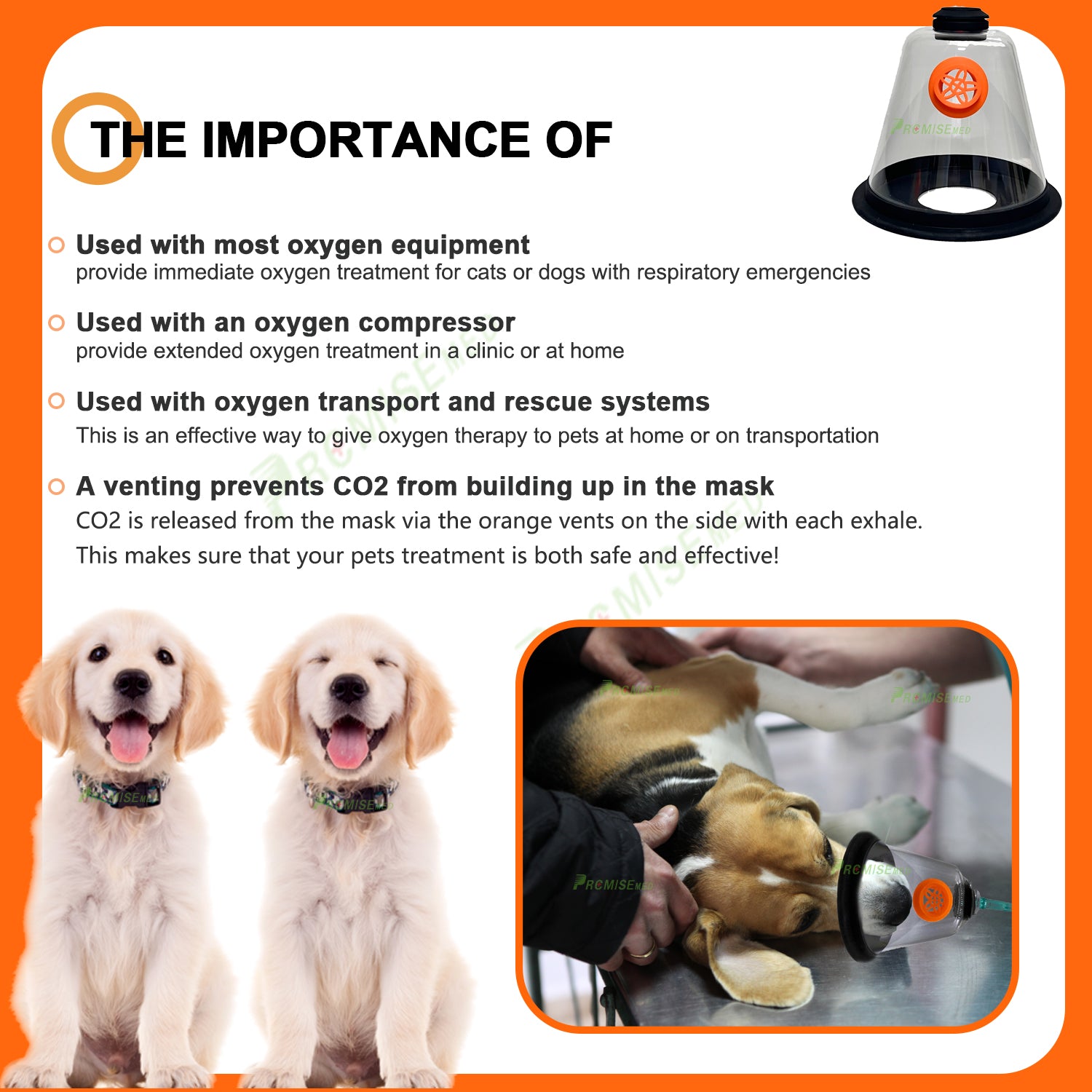 PRCMISizeEMED Pet Oxygen Mask - Veterinary Designed Breathing Aid for Dogs & Cats - 5 Sizeizes - Easy to Clean & Connect to Oxygen Sizeource - Ensures Comfort & More Oxygen