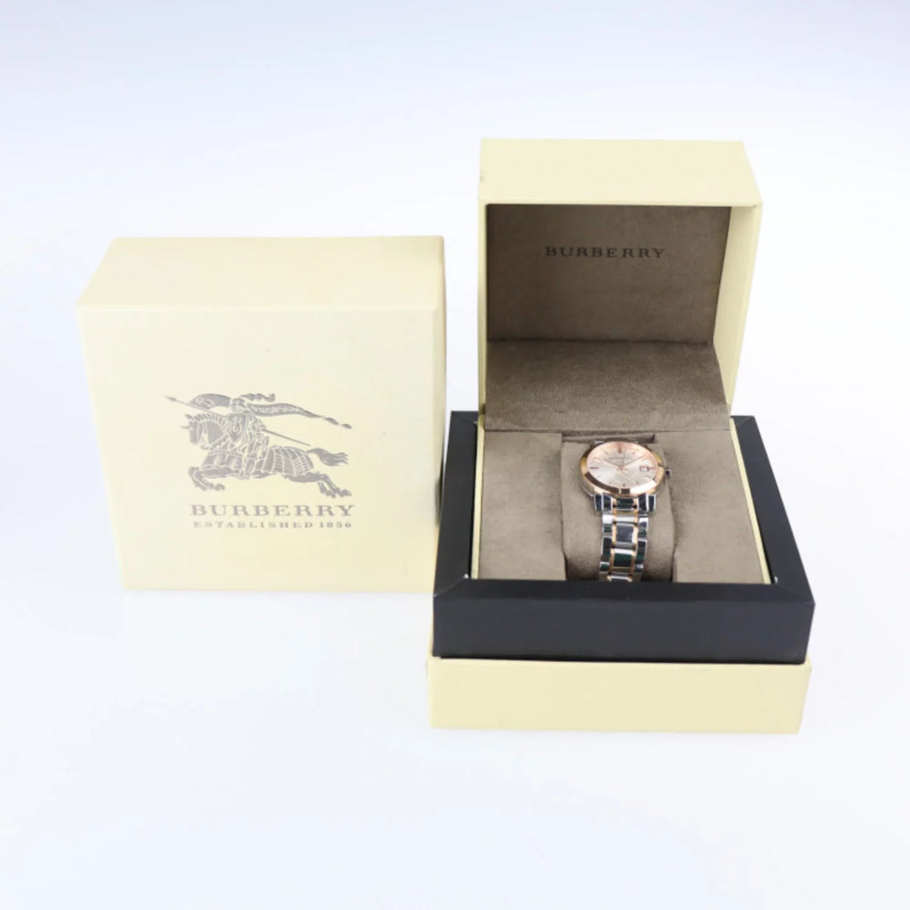 Pre-Owned BURBERRY Burberry THE CITY watch BU9105 stainless steel silver rose gold quartz (Good)