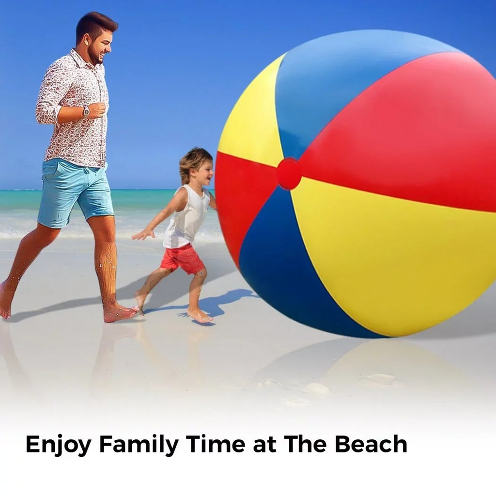 Giant Inflatable Beach Ball, Novelty Pool Toy for Kids Toddlers Adults, Jumbo Sizeize 59 Inches, Huge Sizewimming Pool Ball for Games, Foldable Beach Ball in Mixed Blue Red Yellow