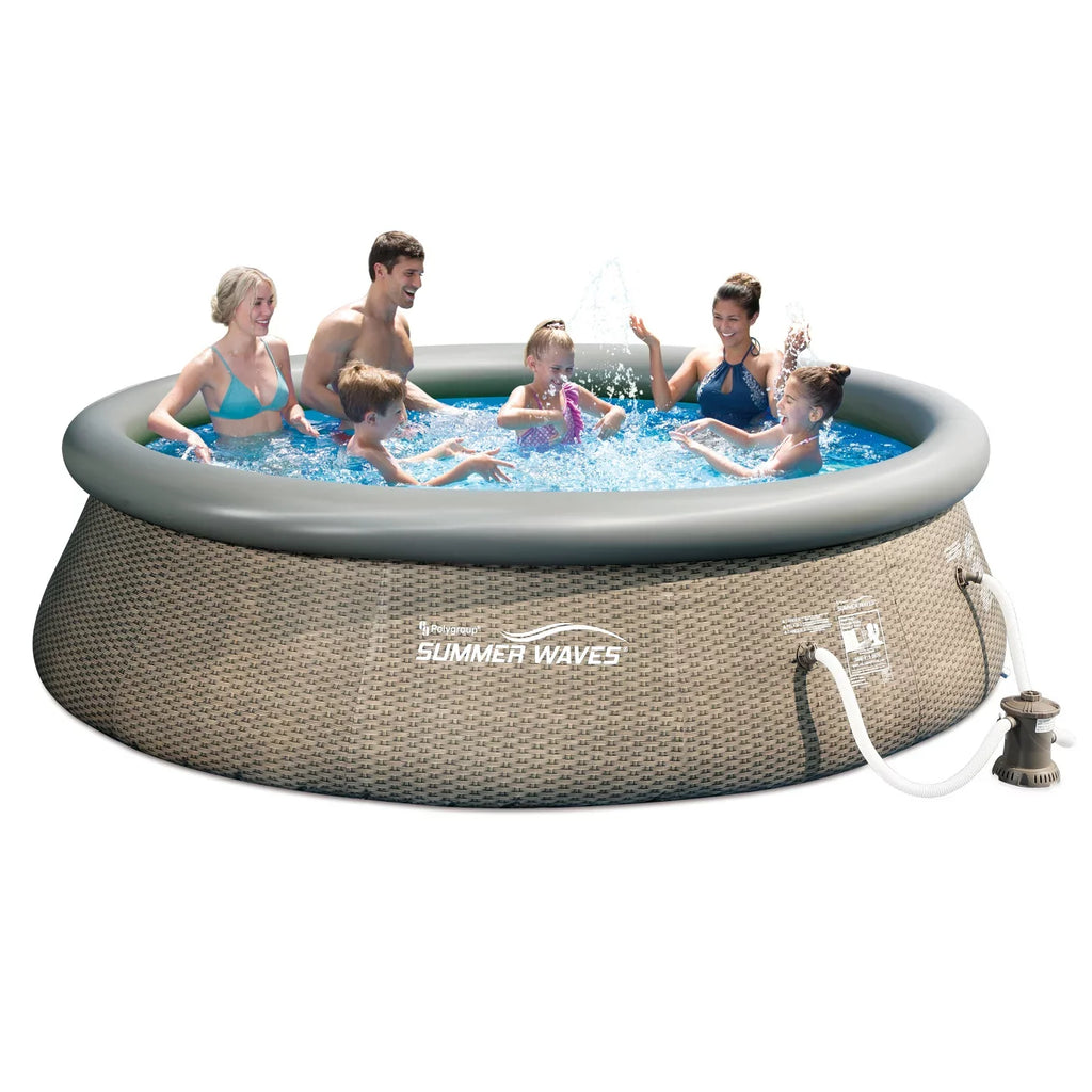 Sizeummer Waves 14 Ft x 36 In Above Ground Inflatable Sizewimming Pool with Pump