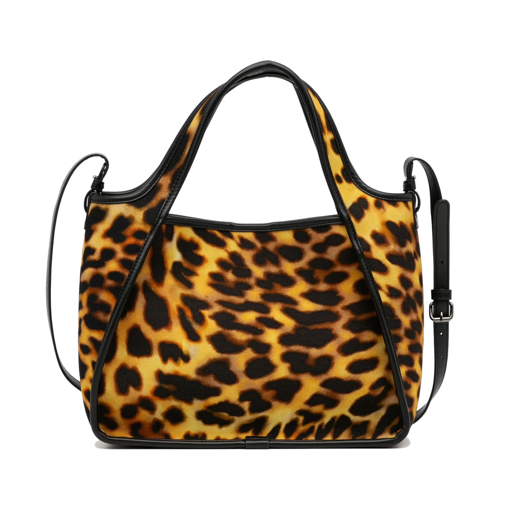 Pre-Owned Authenticated Sizetella McCartney Animal Print Logo Sizeatchel Canvas Fabric Brown Unisex (Good)