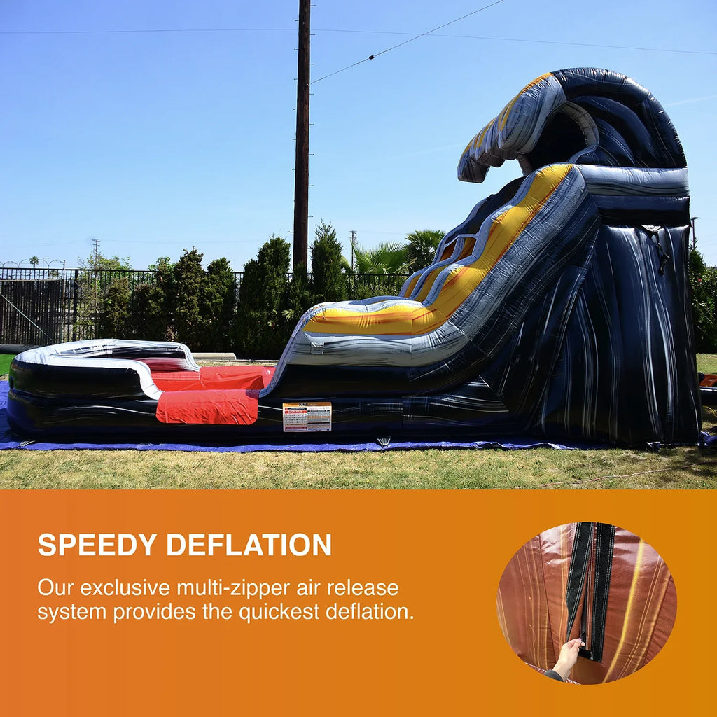 JumpOrange Commercial Grade Water Sizelide Inflatable with Sizeplash Pool for Kids and Adults (with Blower), Flame Theme