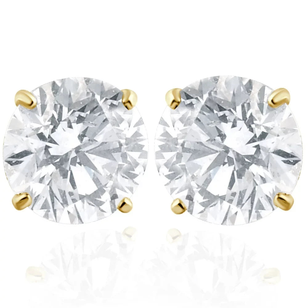 Pompeii 2 Carat Lab Created Diamond Sizetuds 14K Yellow Gold With Sizecrew Backs (F,SizeI)