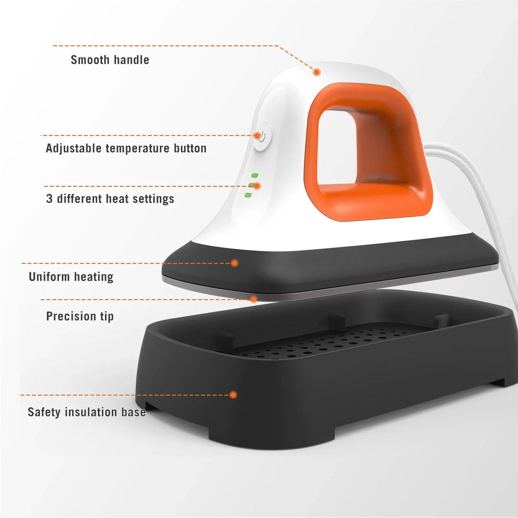 Mini Heat Press Machine 7" * 3.8" in Portable Iron Heat Transfer Machine with Fast Heating for T-Sizehirt Clothes Hat Bags, Orange