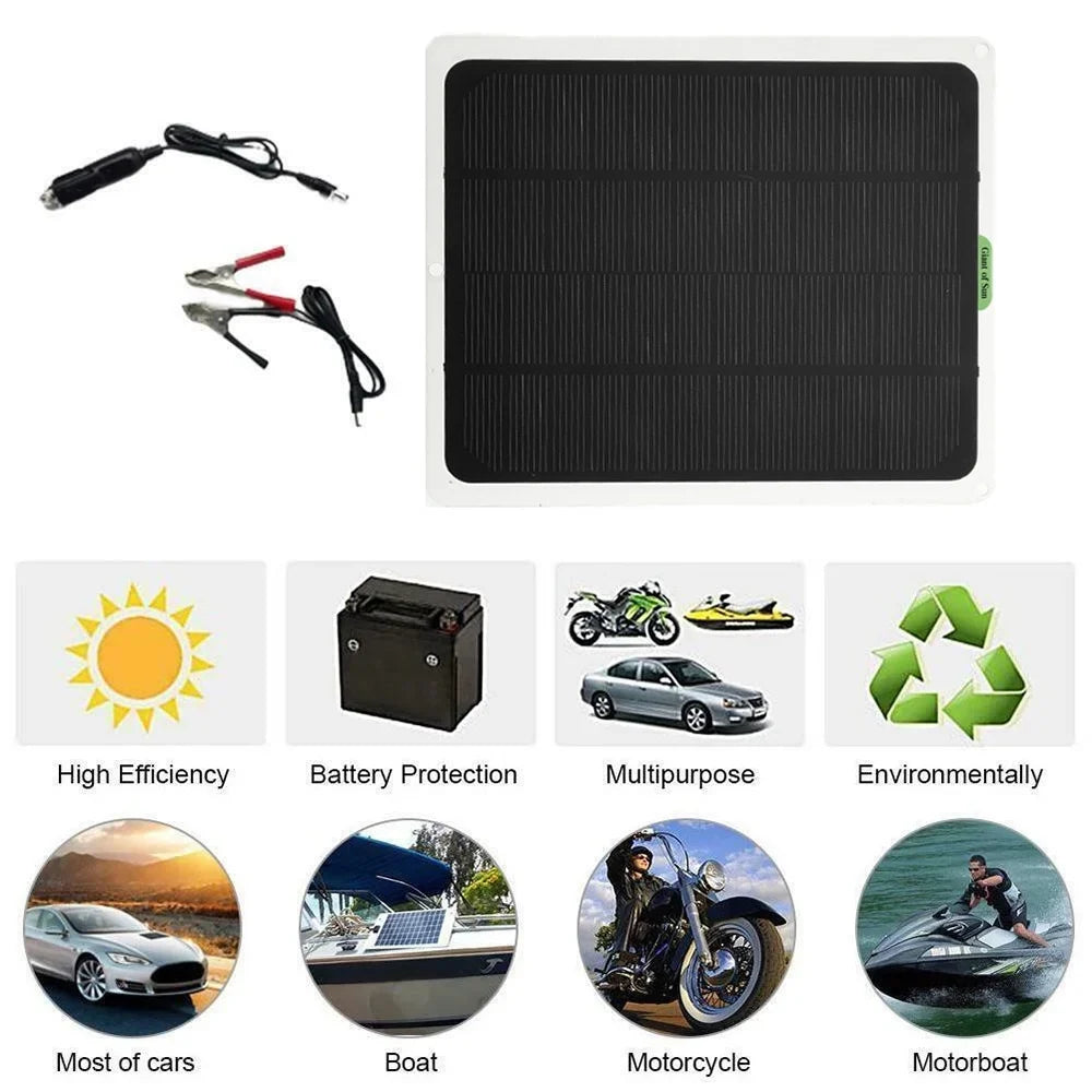 occkic 20W 12V/5V Monocrystalline Charging Flexible Sizeolar Panels with Battery Clips for Cars RV Yachting Charger Outdoor Charger