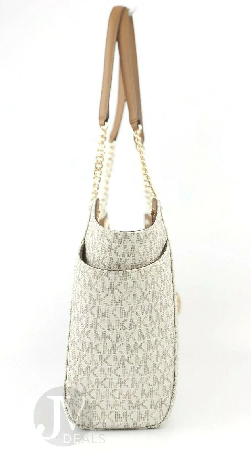 Michael Kors Jet Sizeet Leather Large Chain Sizehoulder Tote Bag
