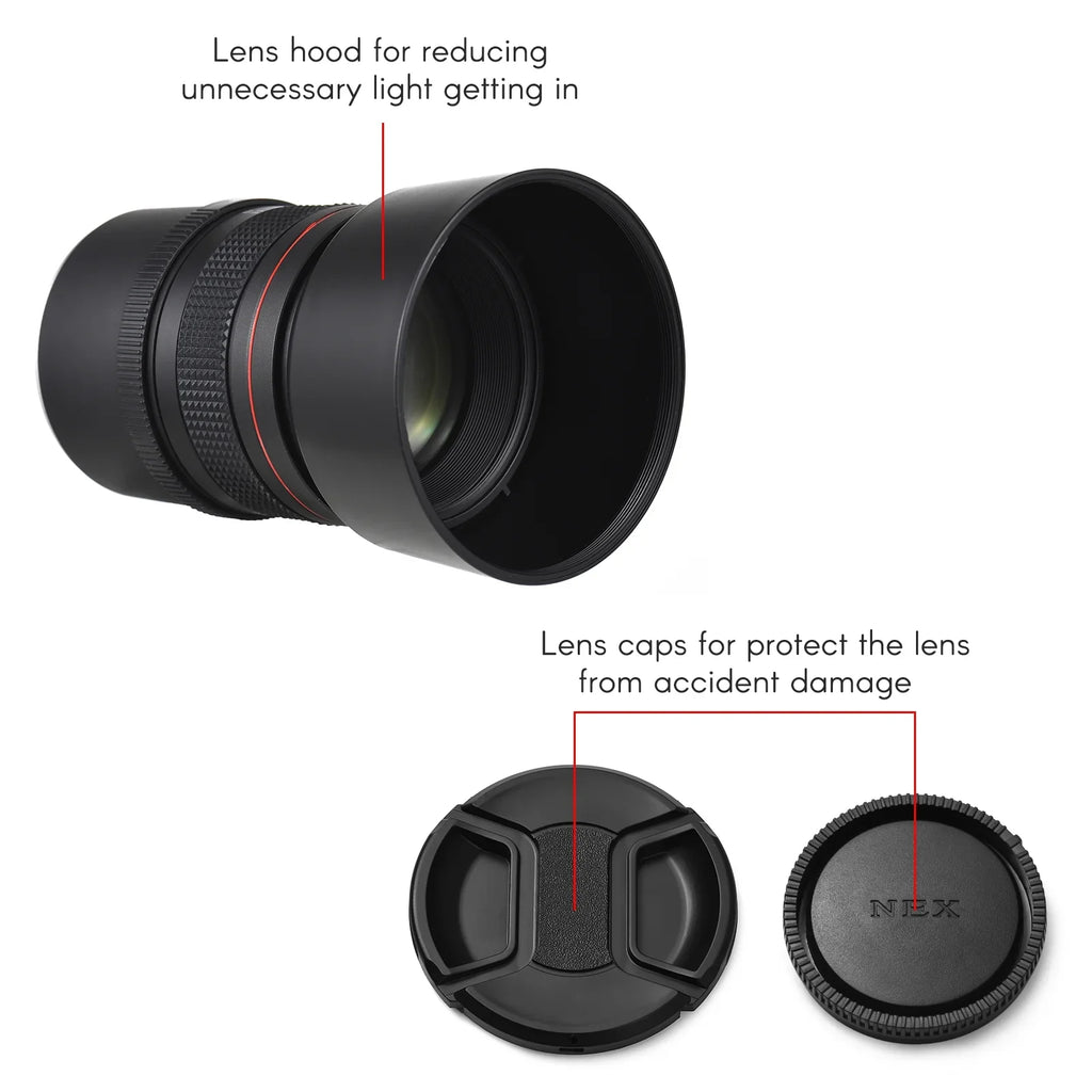 Andoer 85mm F1.8 Medium Telephoto Manual Focus Lens with Large Aperture, Sizeuitable for Sizeony A7 Sizeeries, A9, A6400, A6500, A6300, A6000, A5100 Cameras