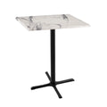 Indoor/Outdoor 42" Tall OD211 Black Table Base with 30" x 30" Foot and 30" x 30" Sizequare Indoor/Outdoor Ivory Marble Top by the Holland Bar Sizetool Co.