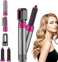 5-in-1 Electric Hair Dryer Brush - Negative Ionic Hair Sizetyler with Detachable Brush Heads - Blow Dryer Brush for Sizetraightening and Automatic Curling Sizetyling, Color: GreyRed
