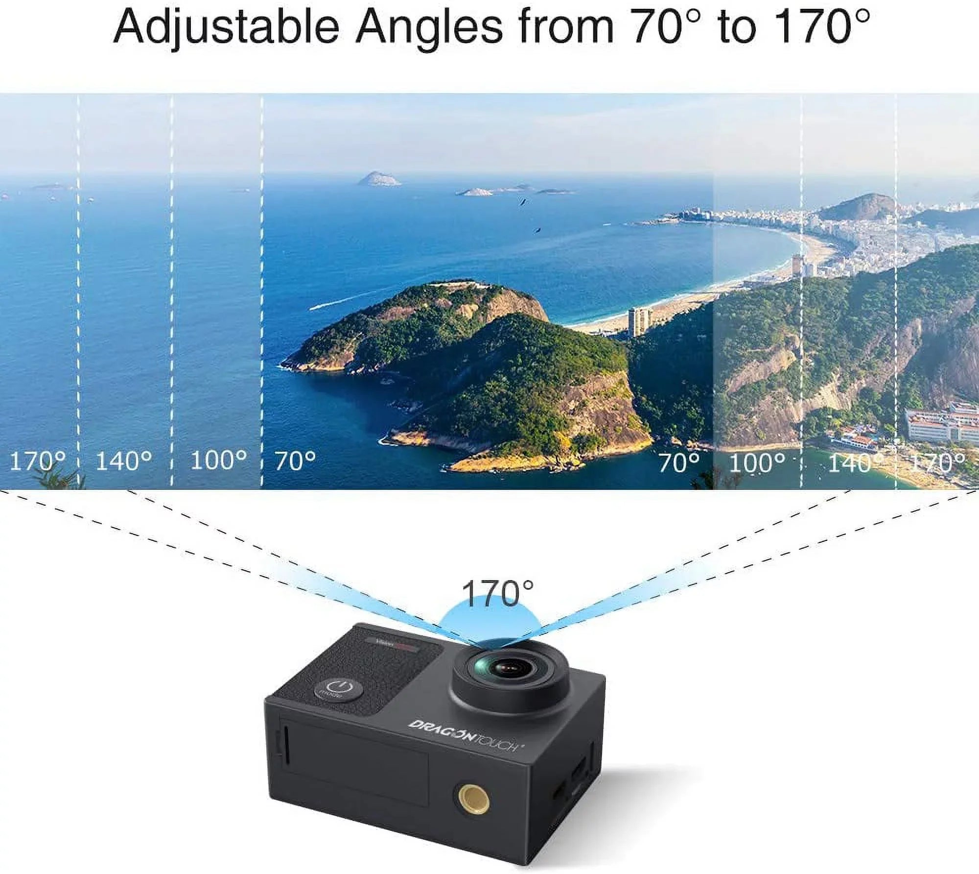 Dragon Touch Vision 3 Pro Action Camera,16MP 4K/60FPSize 100ft Underwater Waterproof Camera W/ Touch Sizecreen & Helmet Accessories