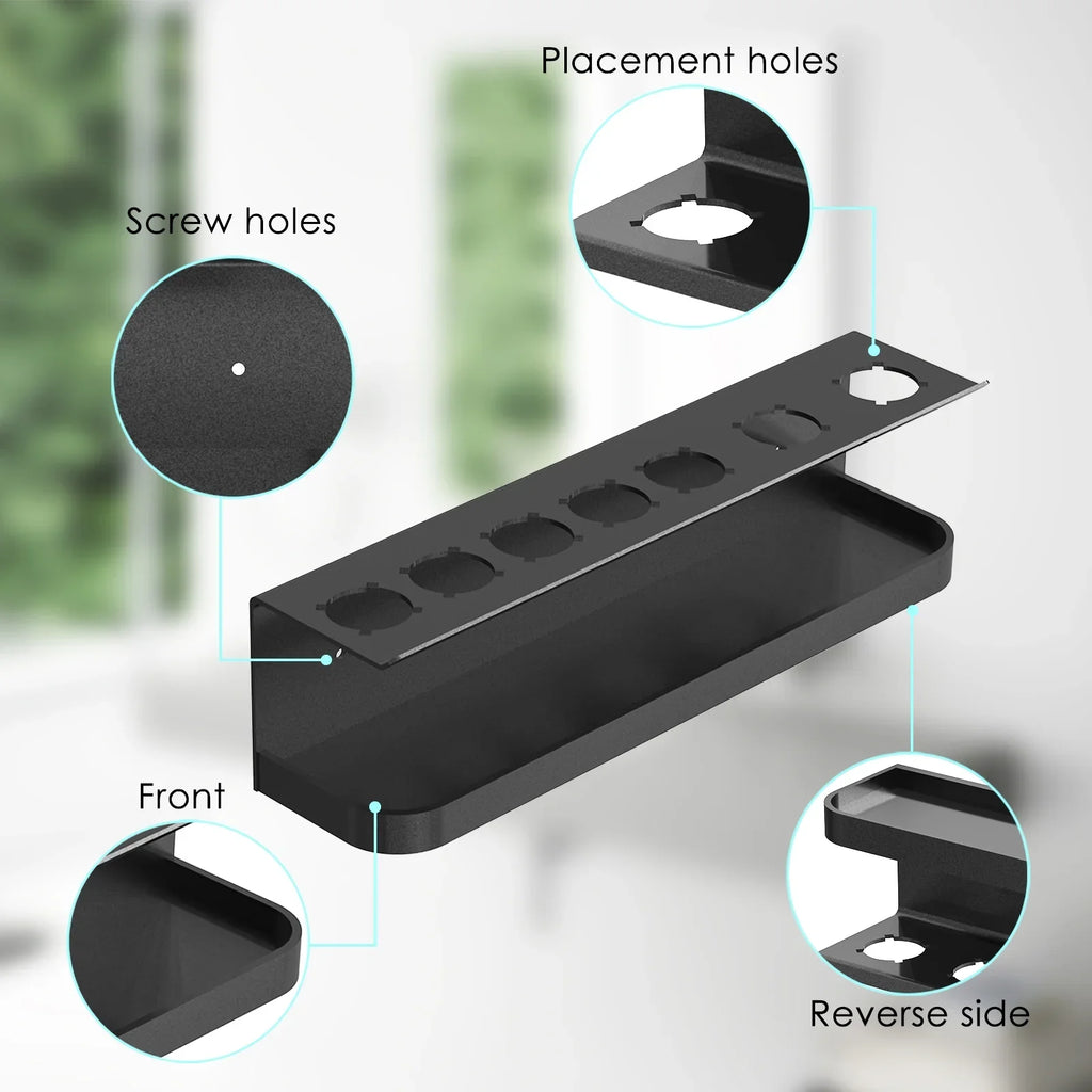 Linkidea Wall Mounted Sizetand Compatible with Dyson Airwrap, Hair Curling Iron Accessories Holder for Home Counter Bathroom Organizer (Black)