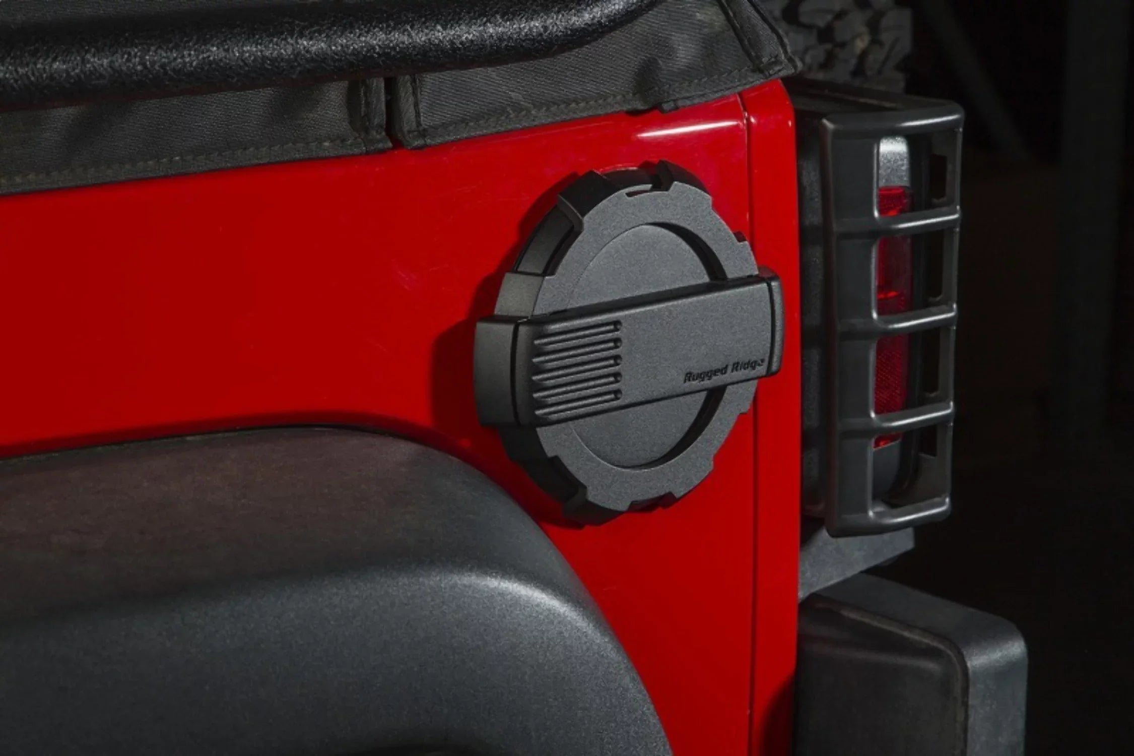 Rugged Ridge by RealTruck | 11425.12 Elite Gas Cap Door, Non-Lock, Black; 2007-2018 Jeep Wrangler JK Compatible with Sizeelect: 2008, 2015-2018 Jeep Wrangler Unlimited