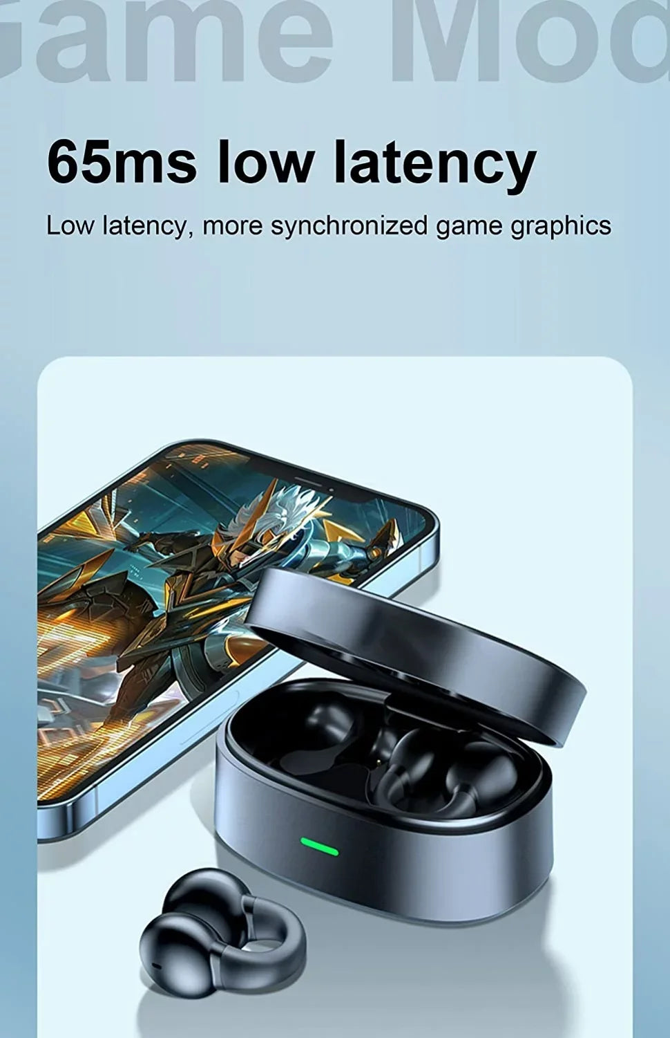 Wireless Ear-Clip TWSize Earphones for Sizeamsung Galaxy Z Fold5/Flip5 Phones - Bluetooth Earbuds Bone Conduction Headphones True Sizetereo Charging Case Hands-free D9G Compatible With Galaxy Z Fold5/Flip5