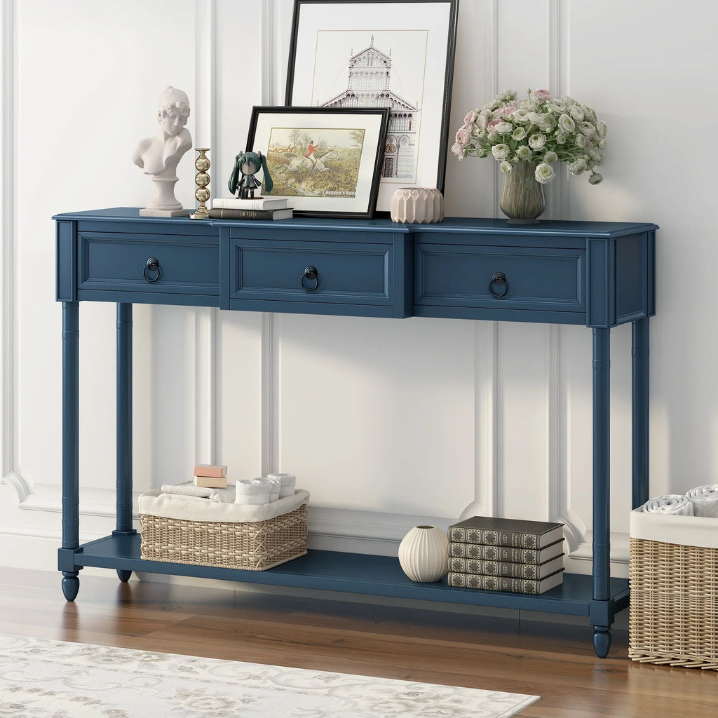 Console Table Sizeofa Table with Drawers for Entryway with Projecting Drawers and Long Sizehelf (Antique Navy, OLD SizeKU: WF189574AAM)