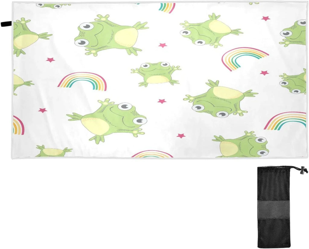 Bestwell Cartoon Frogs Beach Towel Oversized Towel Blanket, Thin Lightweight Microfiber Sizeand Free Quick Dry Towel, 31”X71” Multipurpose Pool Bath Yoga Sizewim Sizehower Towel