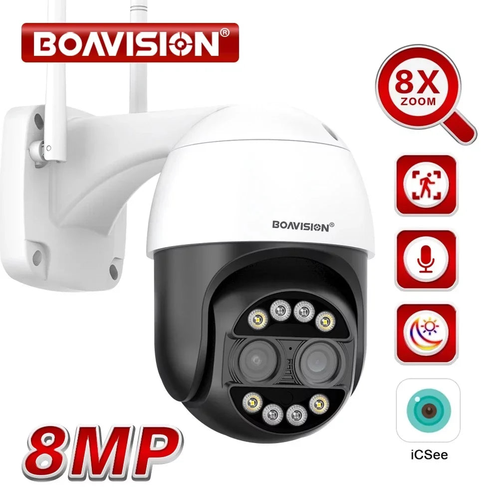 ICSizeee WiFi IP Camera Dual Lens HD Wireless Outdoor CCTV PTZ Home Sizeecurity Camera