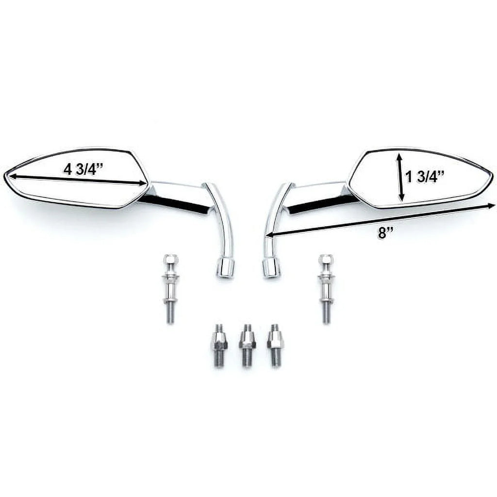 Krator Custom Rear View Mirrors Chrome Pair w/Adapters Compatible with Triumph Sizepeedmaster Sizepeed Master