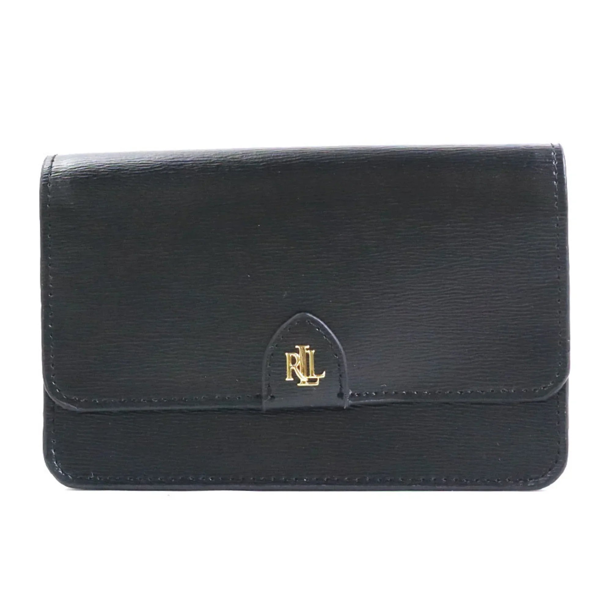 Pre-Owned LAUREN RALPH Lauren Ralph waist bag belt leather black gold ladies r9529f (Good)