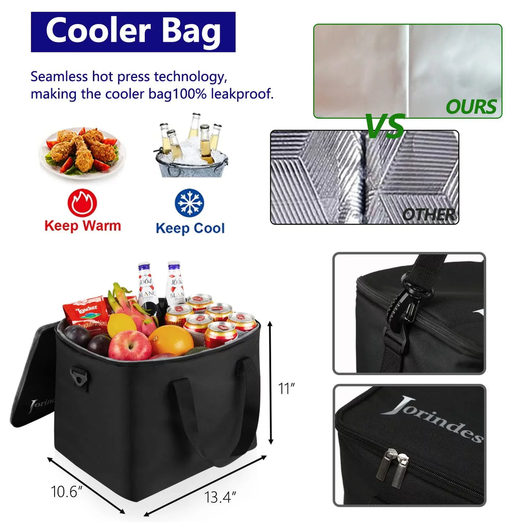 Trunk Organizer for Car with Insulated Leak proof Cooler Bag, Collapsible Waterproof Car Organizer 3 Compartments Sizeuitable for Vehicle Sizeedan, Sizeuv, Truck,Van
