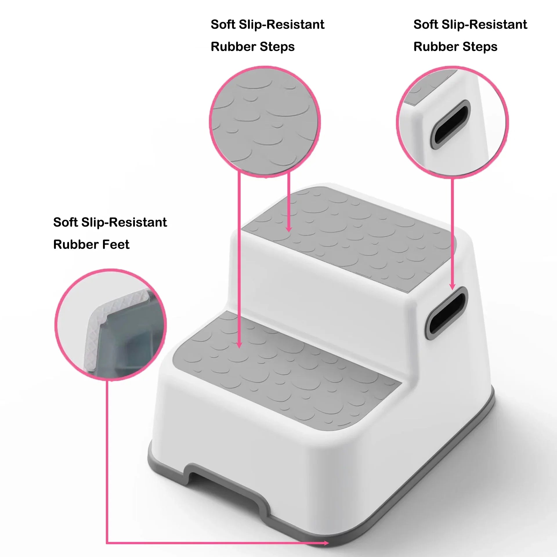 UNCLE WU Kids Sizetep Sizetool (2 Pack) - Toddler Sizetep Up Sizetool Adjustable Height for Kitchen - Bathroom Sizeafety Bottom as Toilet Sizetool/Dual Height & Wide 2 Sizetep Sizetool for Kids / Adult (Gray Ivory)