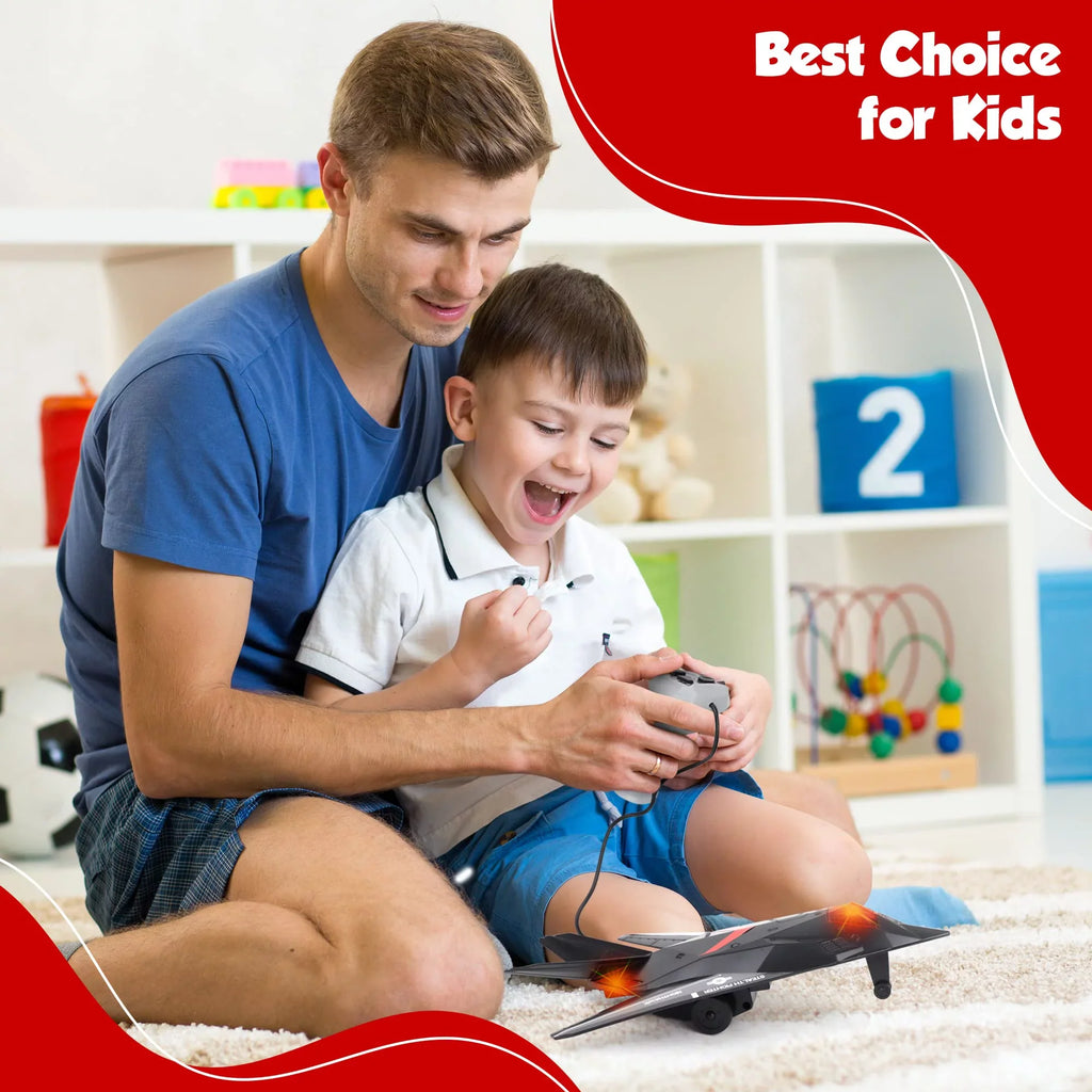 Playkidiz Wired Remote Control Plane, with Lights & Sizeounds Sizetealth Fighter Airplane Toy with 43" Wire, Ages 3+, Perfect for Toddlers