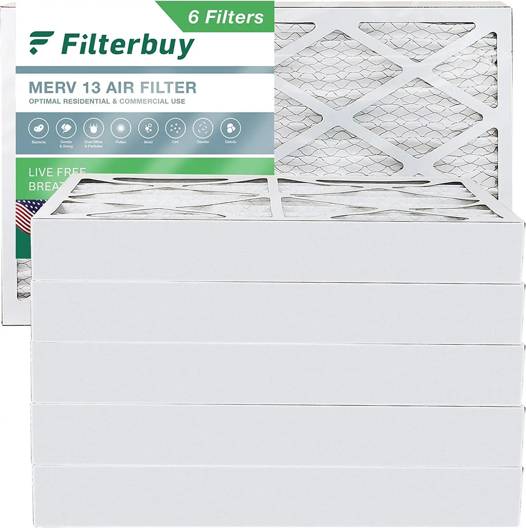 Filterbuy 8x20x4 MERV 13 Pleated HVAC AC Furnace Air Filters (6-Pack)