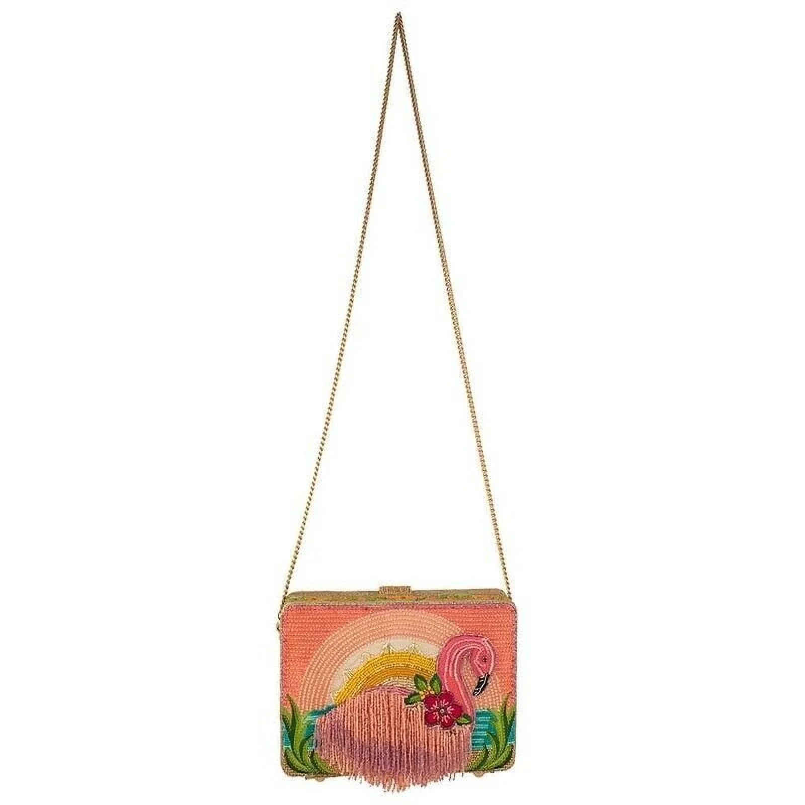 Mary Frances Pink Tropics Beaded Crossbody Flamingo Handbag Multi Bag New