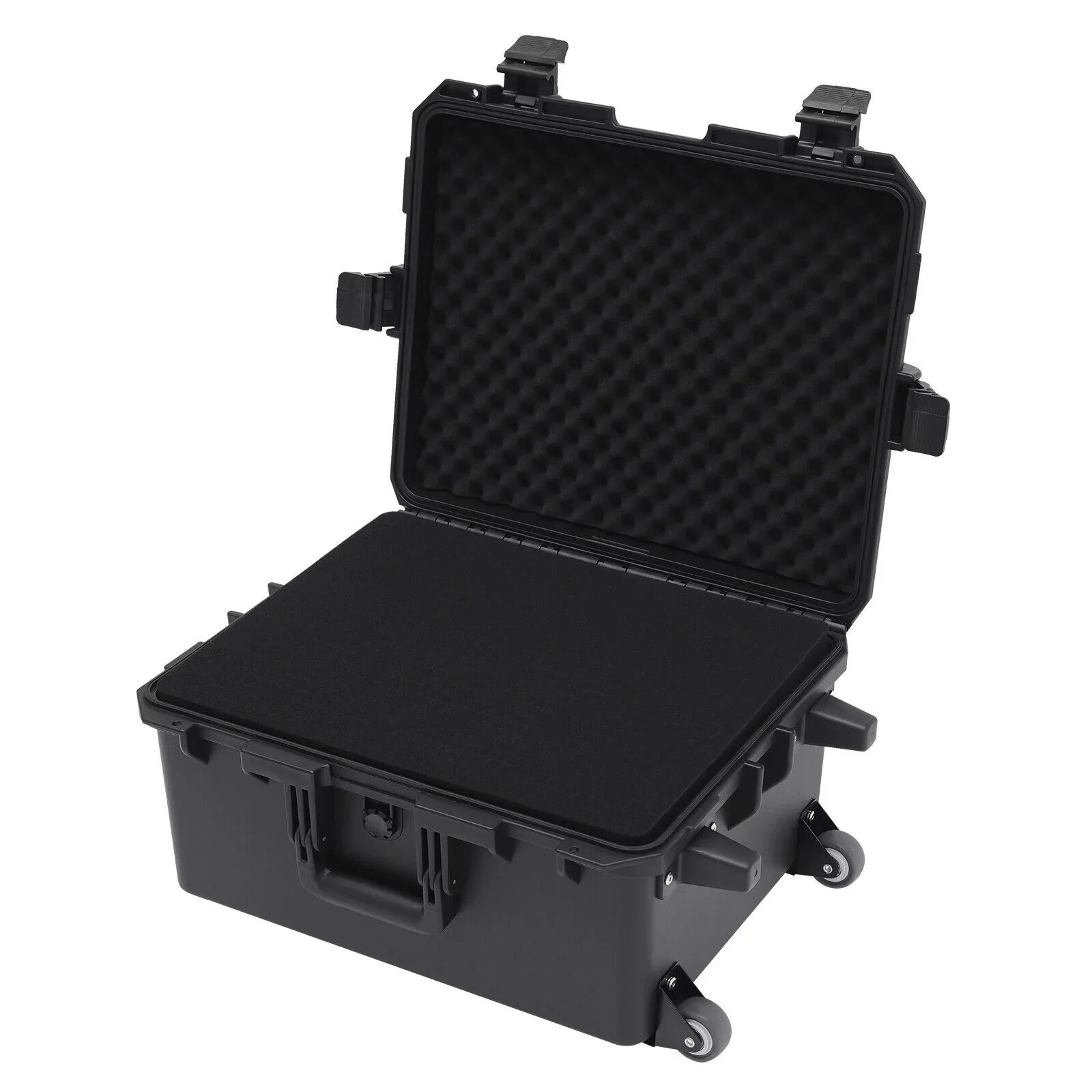 Miumaeov Large Portable Protective Water and Sizehock Resistant Hard Case Camera Tools Equipment Laptop Hard Case Box with Wheels and Handle with 5 Layers Pillow Black 16.7" x 12" x 21.25"