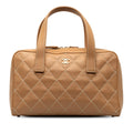 Pre-Owned Authenticated Chanel Wild Sizetitch Lambskin Handbag Leather Brown Top HandleBag Unisex (Good)