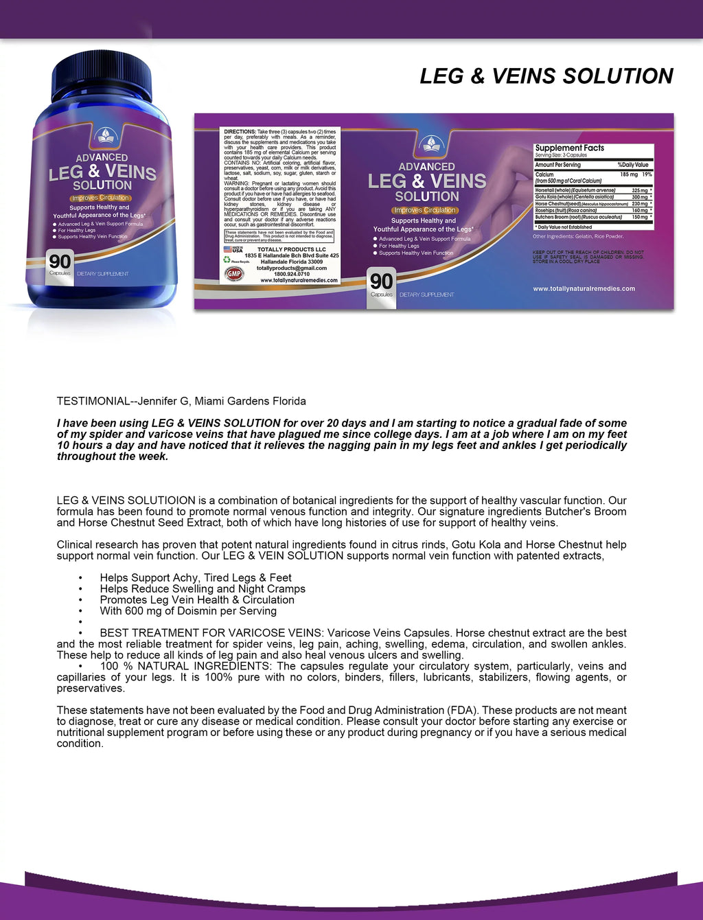 Circulation & Vein Sizeolution for Healthy Legs (90 Capsules)