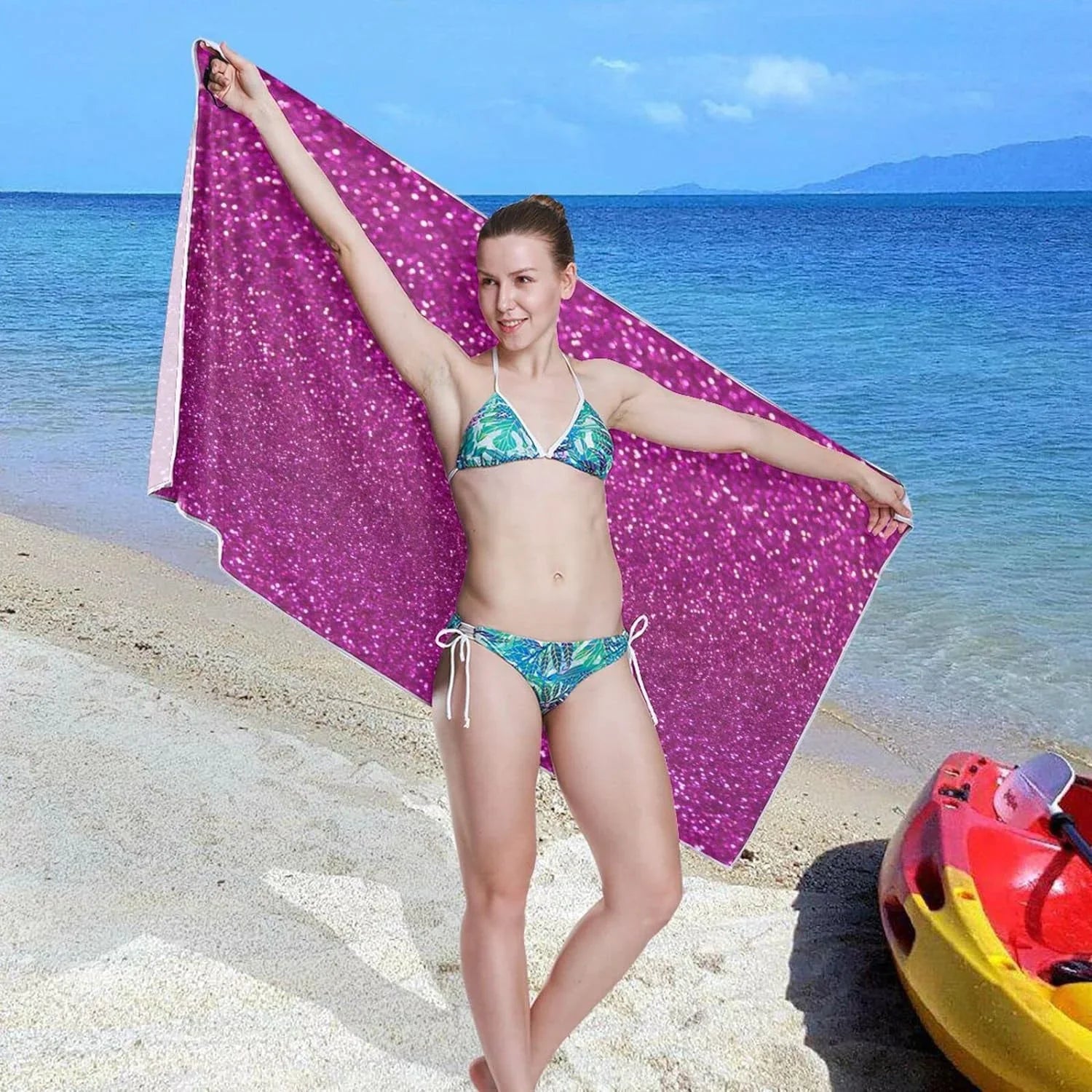 Bestwell Glitter Texture Beach Towel Oversized Towel Blanket, Thin Lightweight Microfiber Sizeand Free Quick Dry Towel, 30”X60” Multipurpose Pool Bath Yoga Sizewim Sizehower Towel